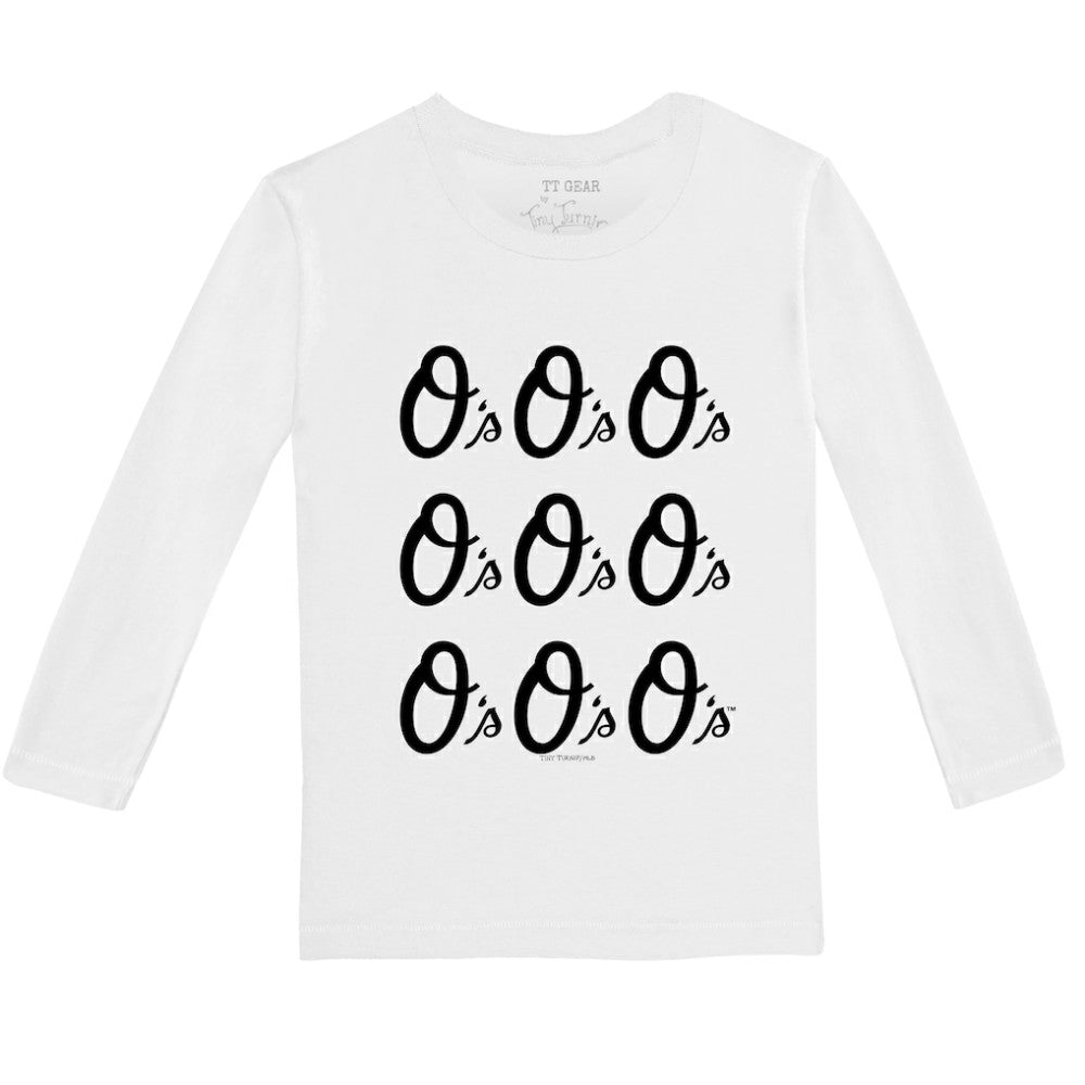 Baltimore Orioles Tiny Turnip Youth Logo Grid Long Sleeve T-Shirt - White