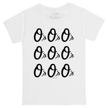 Baltimore Orioles Tiny Turnip Youth Logo Grid T-Shirt - White