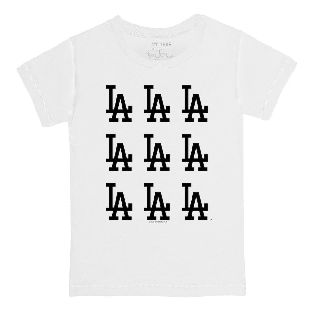 Los Angeles Dodgers Tiny Turnip Youth Logo Grid T-Shirt - White