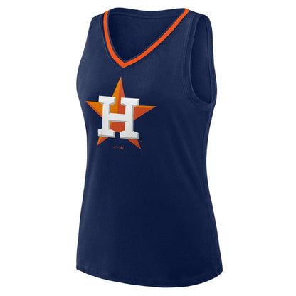 Houston Astros Women's Plus Sized Stellar Win V-Neck Tank Top - Navy