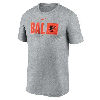Baltimore Orioles Tricode Legend Performance T-Shirt - Heather Gray | Nike