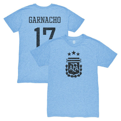 Alejandro Garnacho Argentina National Team 1863FC Player Vintage Tri-Blend T-Shirt - Light Blue shop