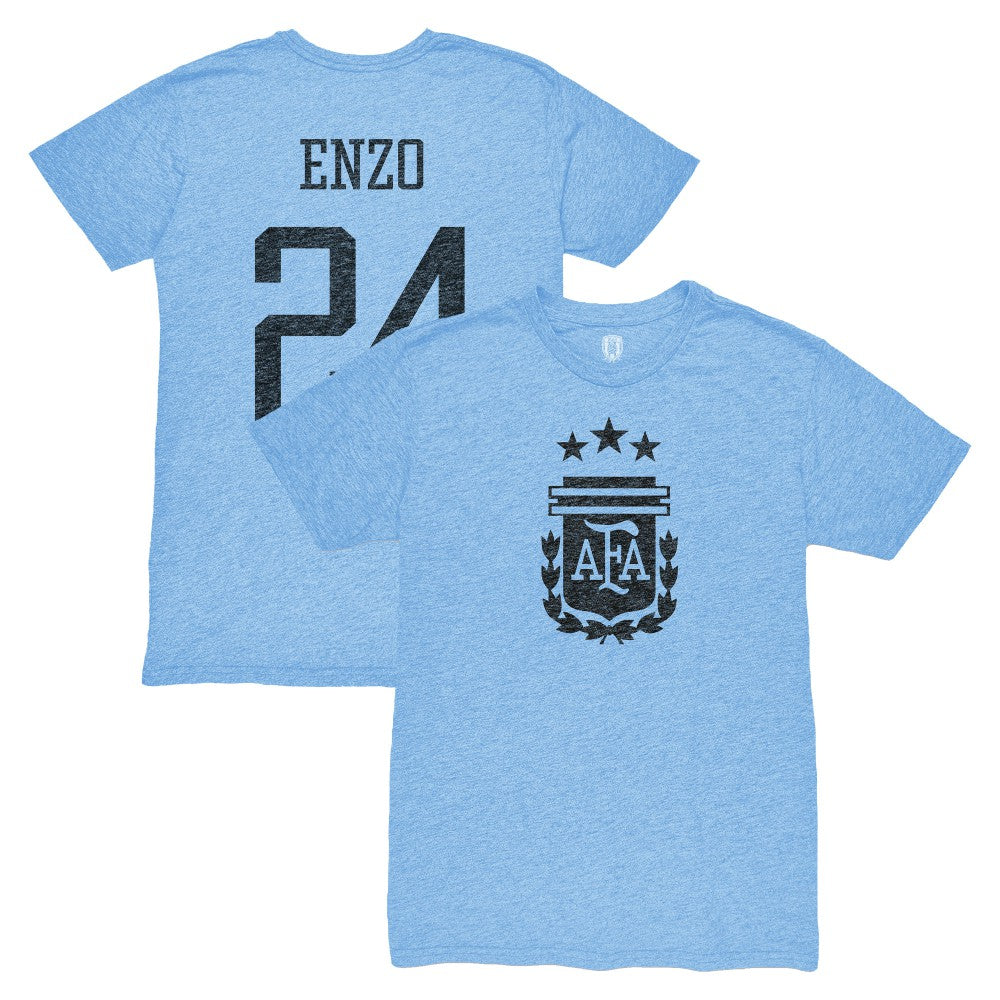 Enzo Fernández Argentina National Team 1863FC Player Vintage Tri-Blend T-Shirt - Light Blue sale