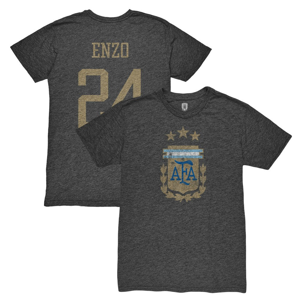 Enzo Fernández Argentina National Team 1863FC Player Vintage Tri-Blend T-Shirt - Black discount