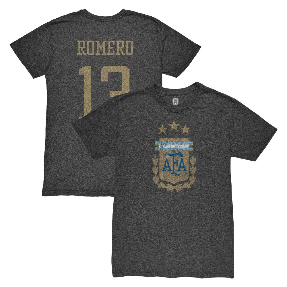Cristian Romero Argentina National Team 1863FC Player Vintage Tri-Blend T-Shirt - Black shop