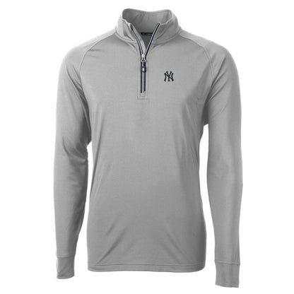 New York Yankees Cutter & Buck Big & Tall Adapt Eco Knit Stretch Recycled Quarter-Zip Pullover Top - Gray