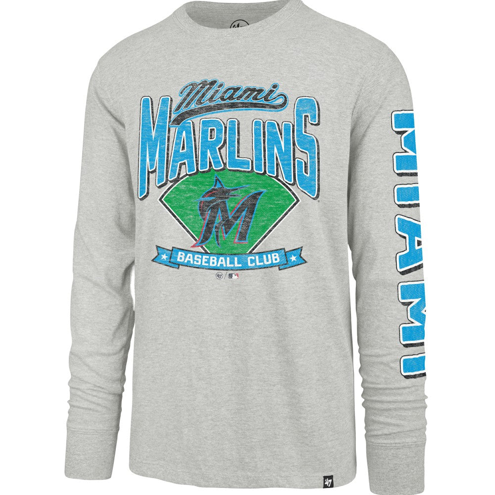 Miami Marlins Fair Ball Franklin Long Sleeve T-Shirt - Gray | 47 brand