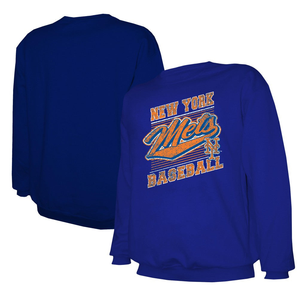 New York Mets Stitches Lightweight Crew Sweatshirt - Royal