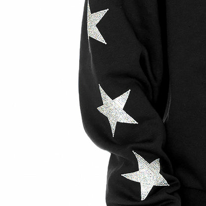 New England Patriots Gameday Couture Women's Rhinestone Star Sleeve Settle the Score Oversized Tri-Blend Pullover - Black outlet