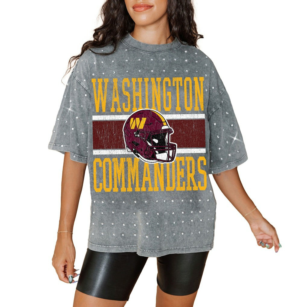 Washington Commanders Gameday Couture Women's Oversized Mini Rhinestone Classic T-Shirt - Gray discount