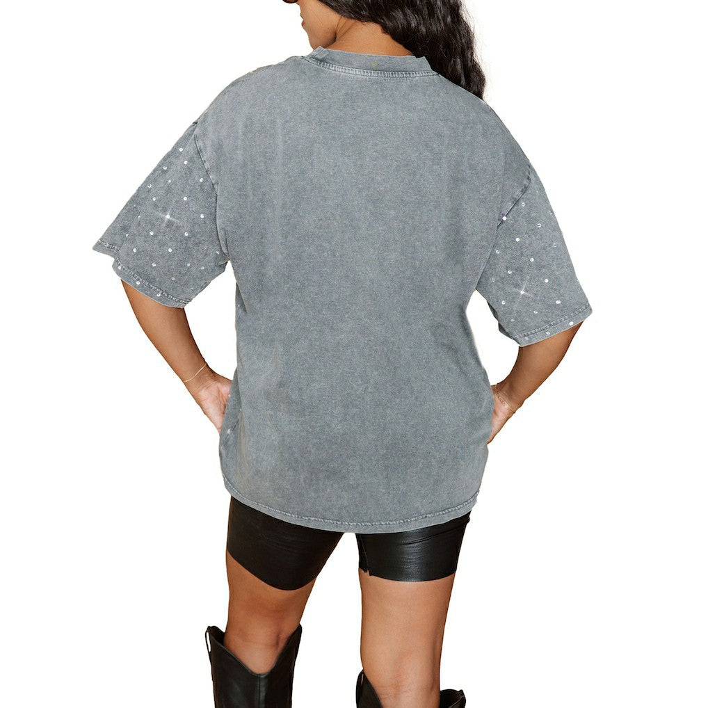 Washington Commanders Gameday Couture Women's Oversized Mini Rhinestone Classic T-Shirt - Gray discount