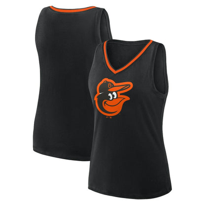 Baltimore Orioles Logo Athletic Women's Stellar Win V-Neck Tank Top - Black