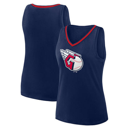 Cleveland Guardians Logo Athletic Women's Stellar Win V-Neck Tank Top - Navy