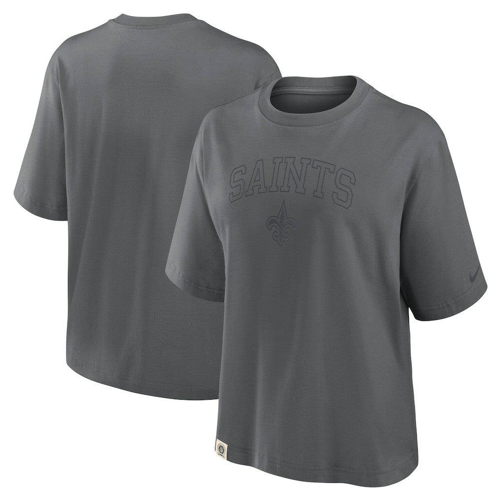 New Orleans Saints Women's Glory Arch Boxy T-Shirt - Charcoal | Nike on sale