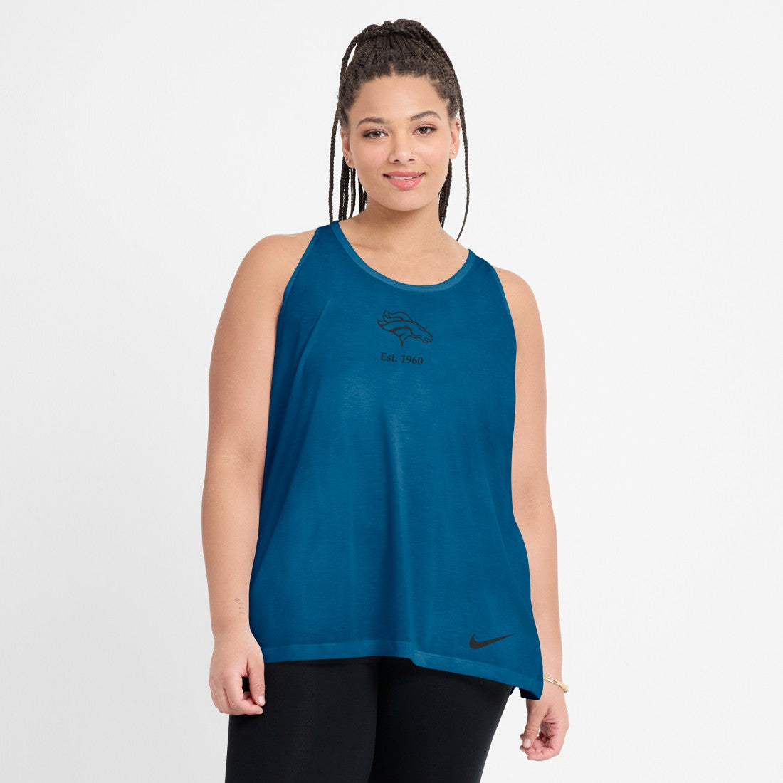 Denver Broncos Women's Glory Open-Back Crisscross Dri-FIT Tank Top - Turquoise | Nike sale