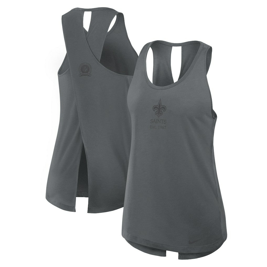 New Orleans Saints Women's Glory Open-Back Crisscross Dri-FIT Tank Top - Charcoal | Nike outlet