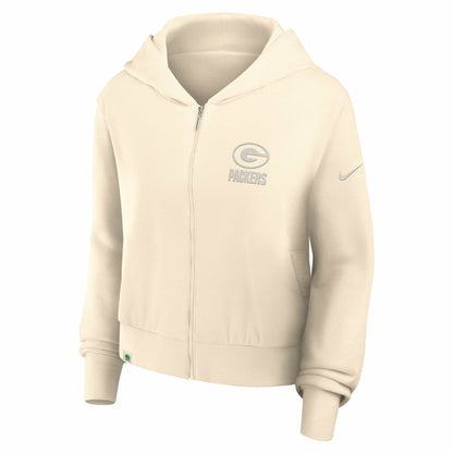 Green Bay Packers Women's Glory Cropped Full-Zip Hoodie - Cream | Nike cheap