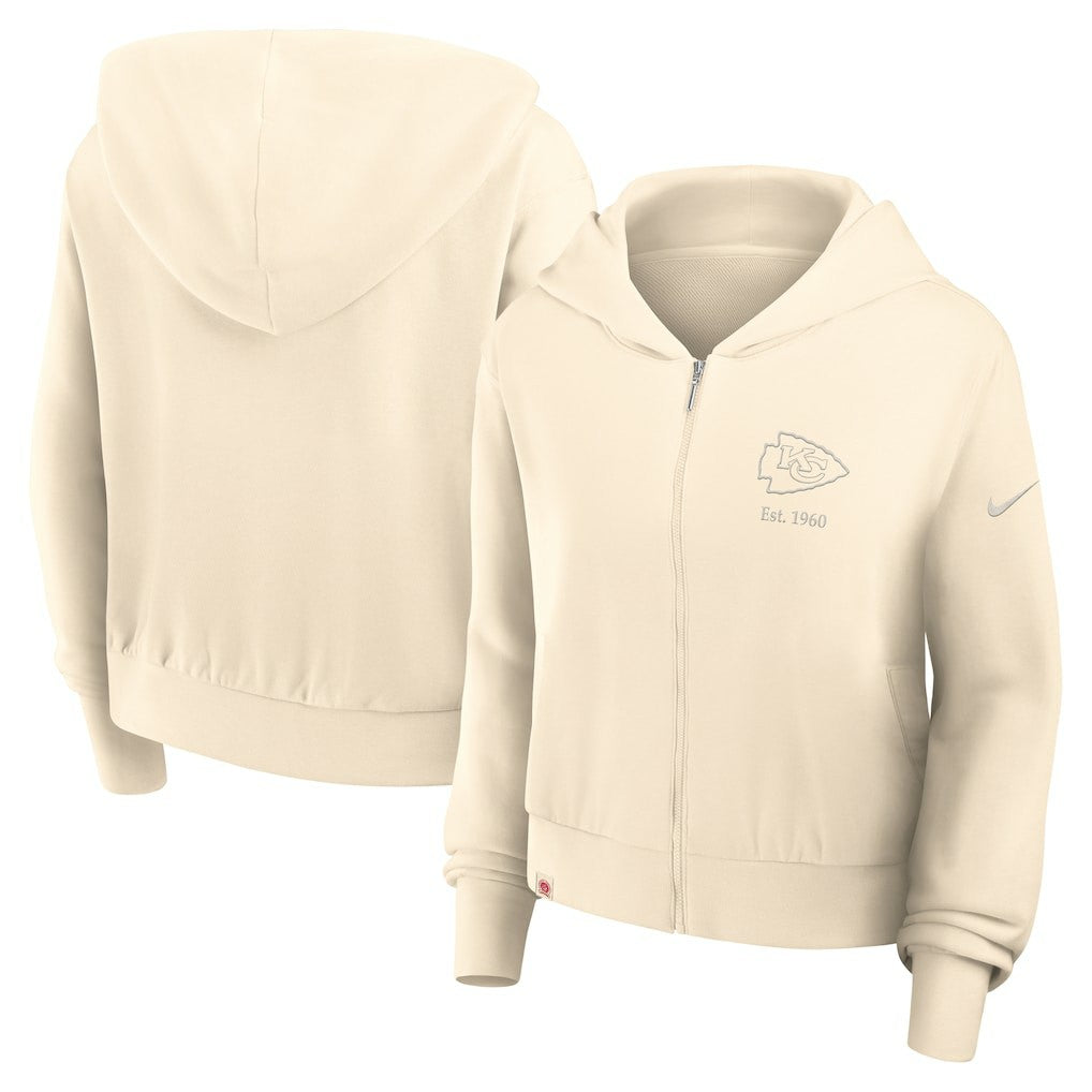 Kansas City Chiefs Women's Glory Cropped Full-Zip Hoodie - Cream | Nike sale