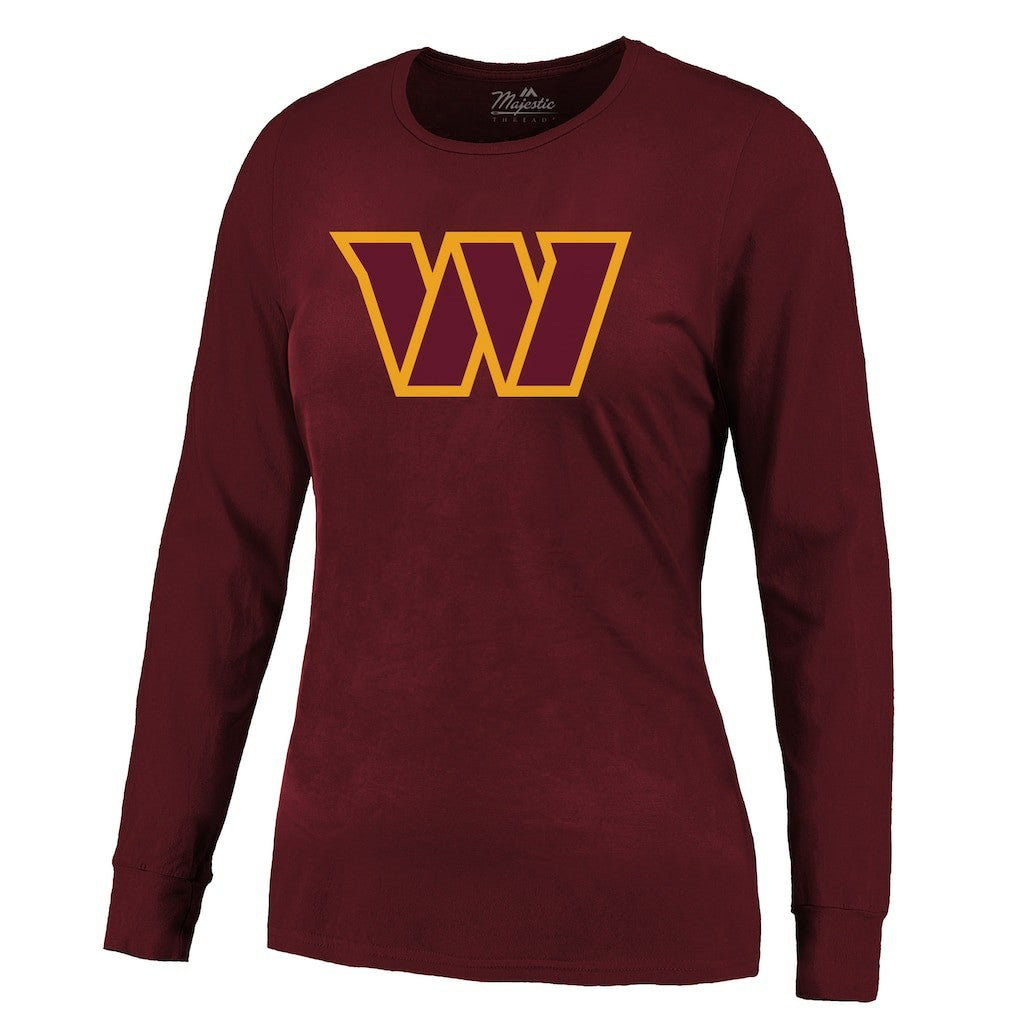Jayden Daniels Washington Commanders Majestic Threads Women's Player Name & Number Long Sleeve T-Shirt - Burgundy discount
