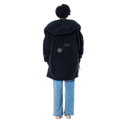 The Best Lounger in the World By Jill Martin Utah Jazz Unisex Black Oversized Open-Front Hoodie Sweater shop