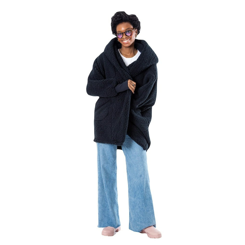 The Best Lounger in the World By Jill Martin New Orleans Pelicans Unisex Black Oversized Open-Front Hoodie Sweater discount