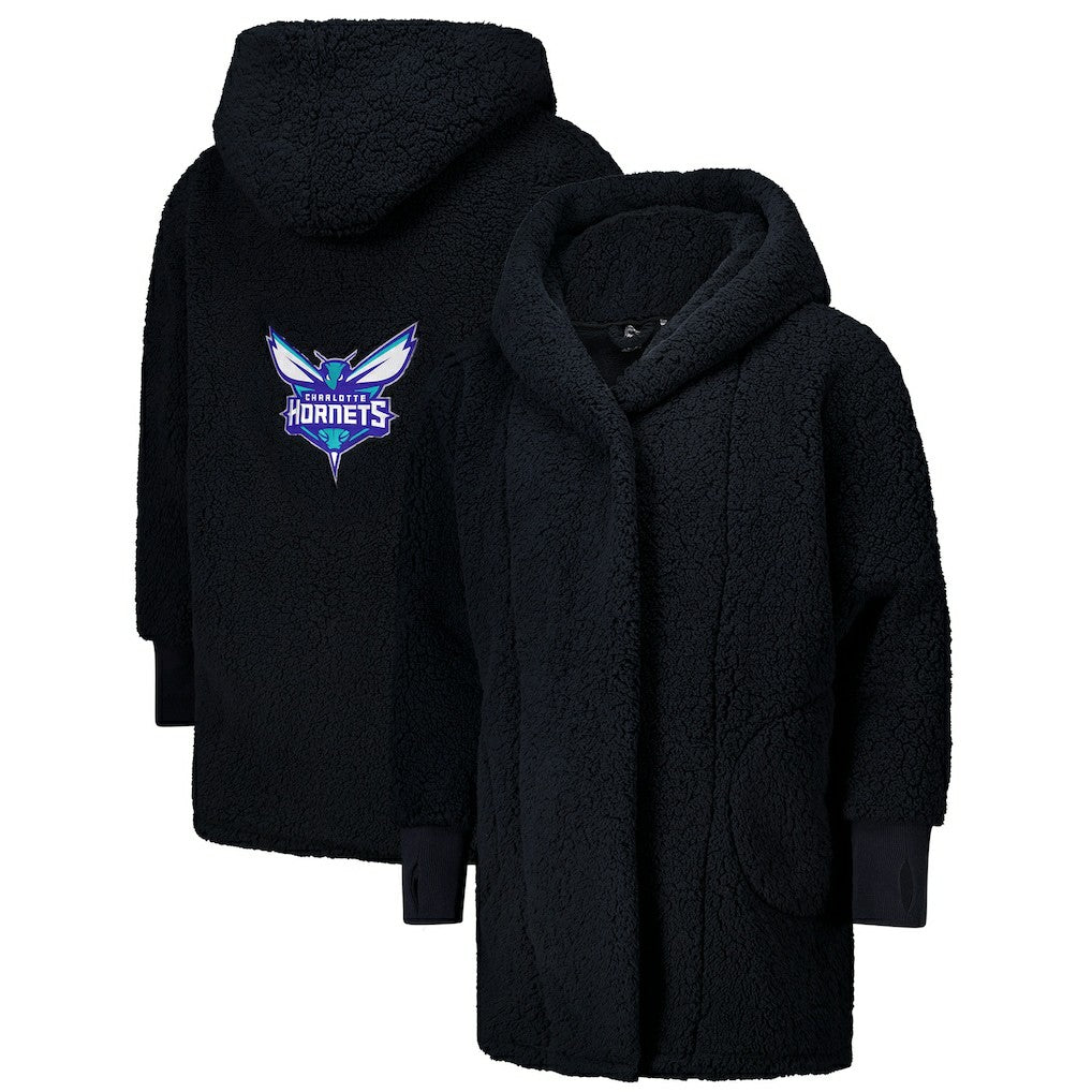 The Best Lounger in the World By Jill Martin Charlotte Hornets Unisex Black Oversized Open-Front Hoodie Sweater cheap