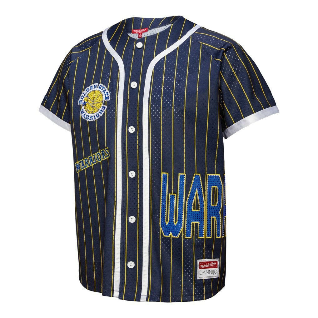 Golden State Warriors x DANNIJO Women's Fashion Baseball Jersey sale - Blue | Mitchell & Ness cheap