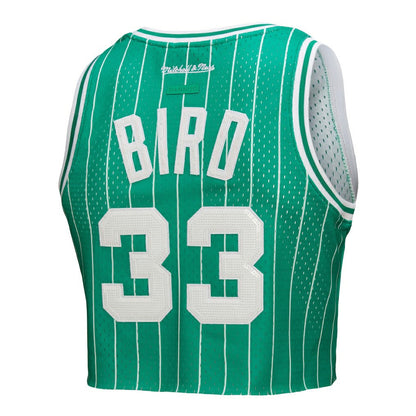 Larry Bird Boston Celtics x DANNIJO Women's Fashion Cropped Basketball Jersey - Kelly Green | Mitchell & Ness outlet