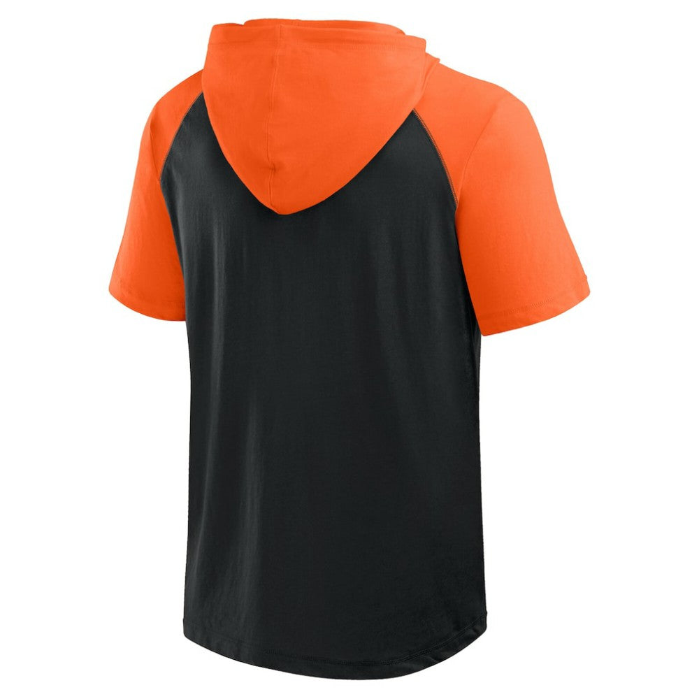 Baltimore Orioles Logo Athletic Prime Raglan Short Sleeve Hoodie T-Shirt - Black
