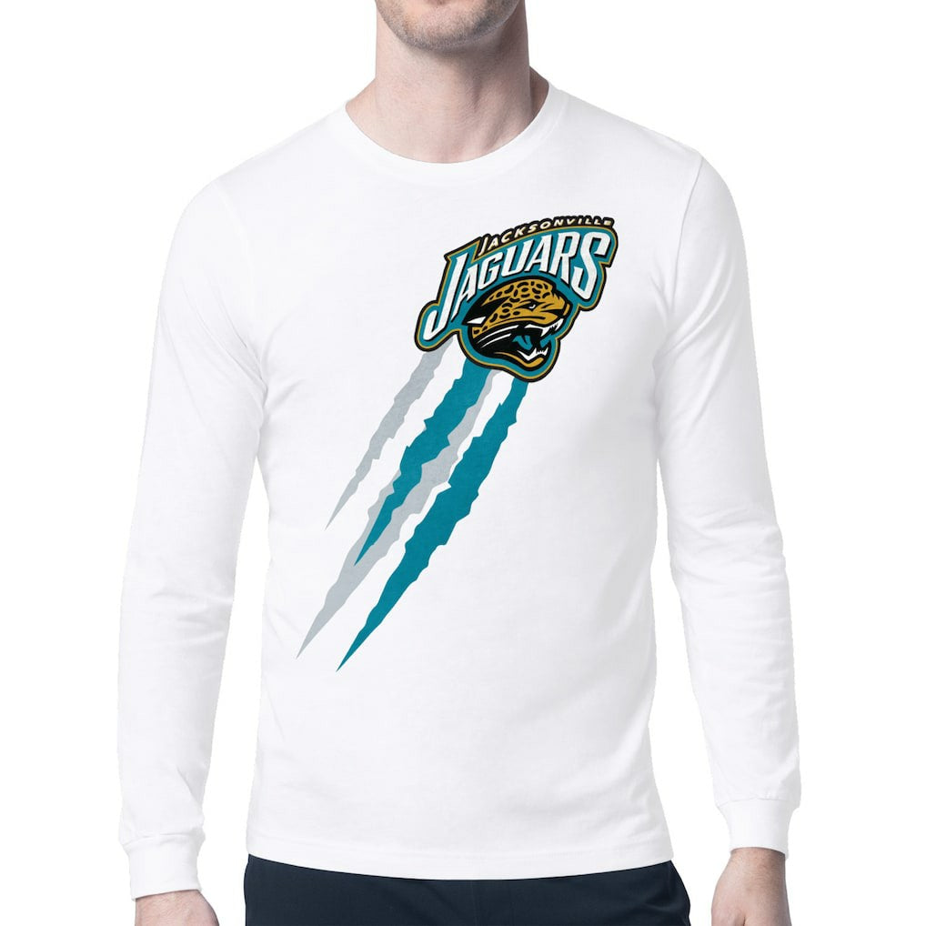 Jacksonville Jaguars Starter Retro Team Logo Color Scratch Long Sleeve T-Shirt - White sale