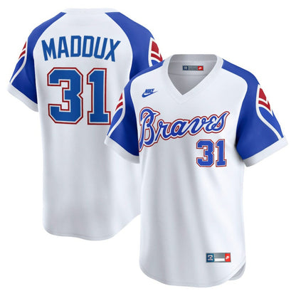 Greg Maddux Atlanta Braves Throwback Cooperstown Collection Limited Jersey - White | Nike