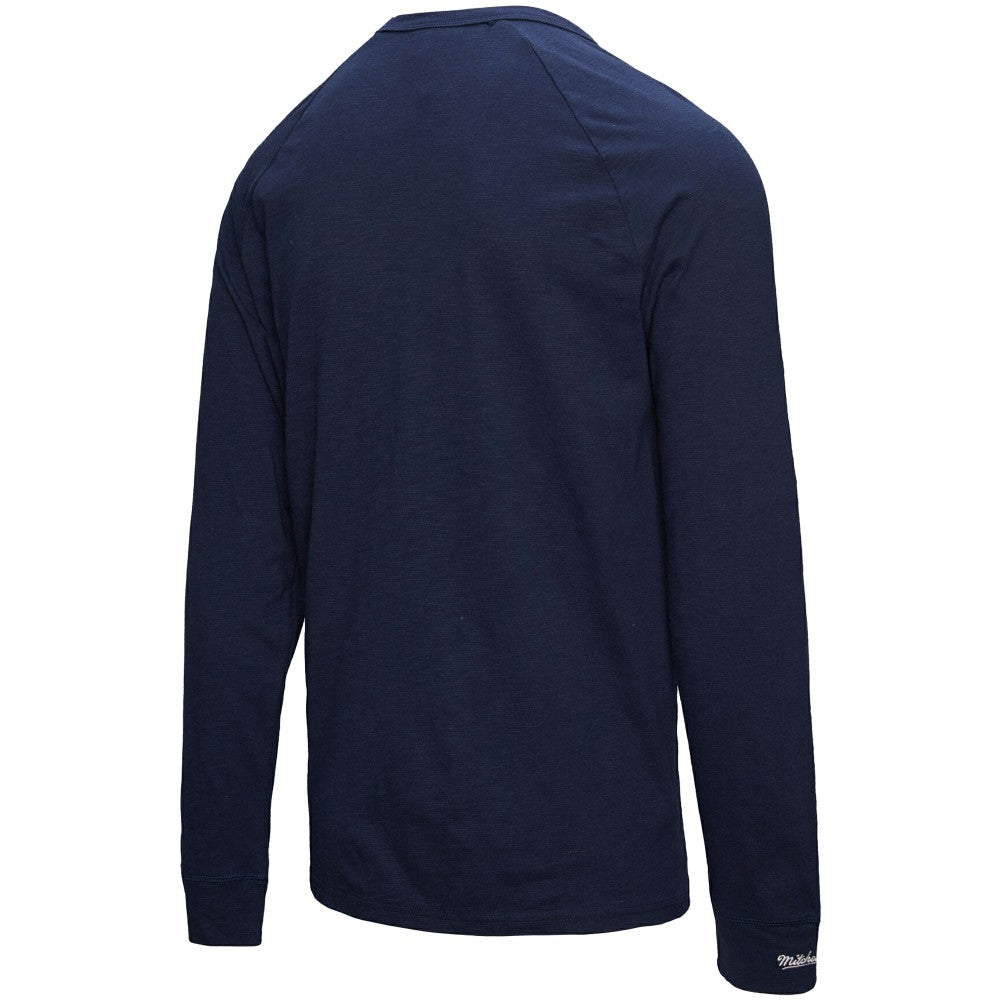 Milwaukee Brewers Arched Logo Slub Long Sleeve T-Shirt - Navy | Mitchell & Ness