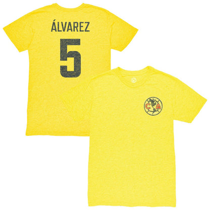 Kevin Álvarez Club America 1863FC Vintage Player Name & Number Tri-blend T-Shirt - Yellow cheap