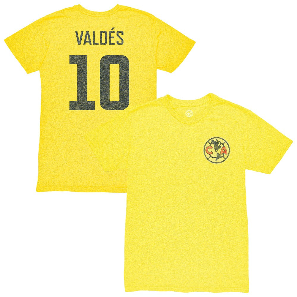 Diego Valdés Club America 1863FC Vintage Player Name & Number Tri-blend T-Shirt - Yellow outlet