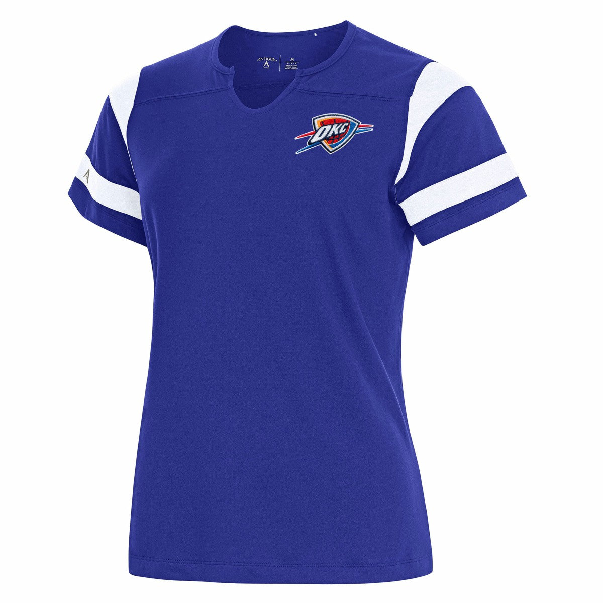 Oklahoma City Thunder Antigua Women's Encounter Short Sleeve Notch Neck Top - Royal discount