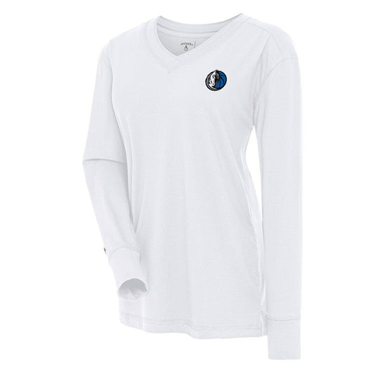 Dallas Mavericks Antigua Women's Symbolic Long Sleeve V-Neck Top sale - White discount