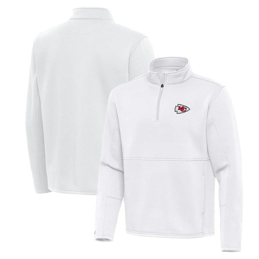 Kansas City Chiefs Antigua Twist Quarter-Zip Pullover Jacket - White on sale