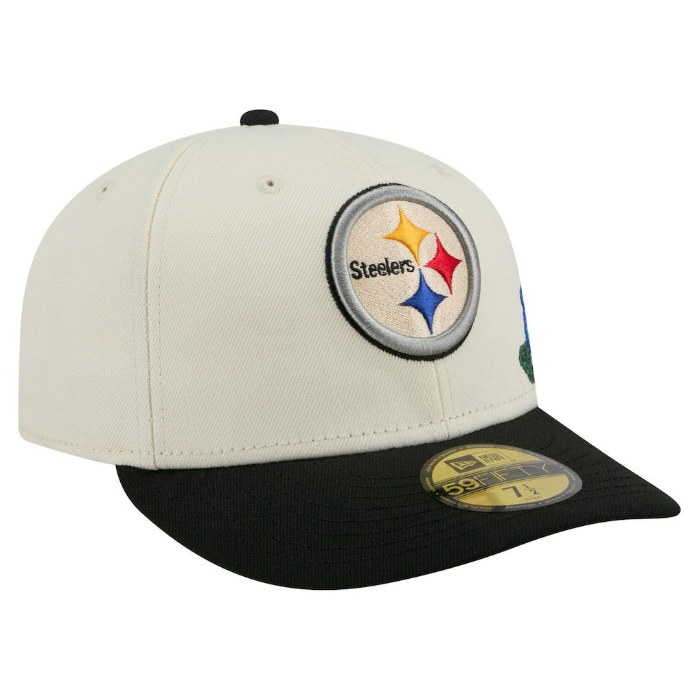 Pittsburgh Steelers New Era Tonal Floral 59FIFTY Fitted Hat - Cream/Black for sale