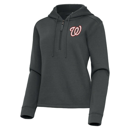 Washington Nationals Antigua Women's Contemporary Quarter-Zip Hoodie - Pewter