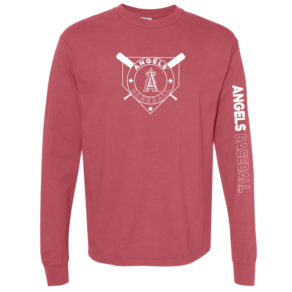 Los Angeles Angels Soft as a Grape Women's Pigment Dye Long Sleeve T-Shirt - Red