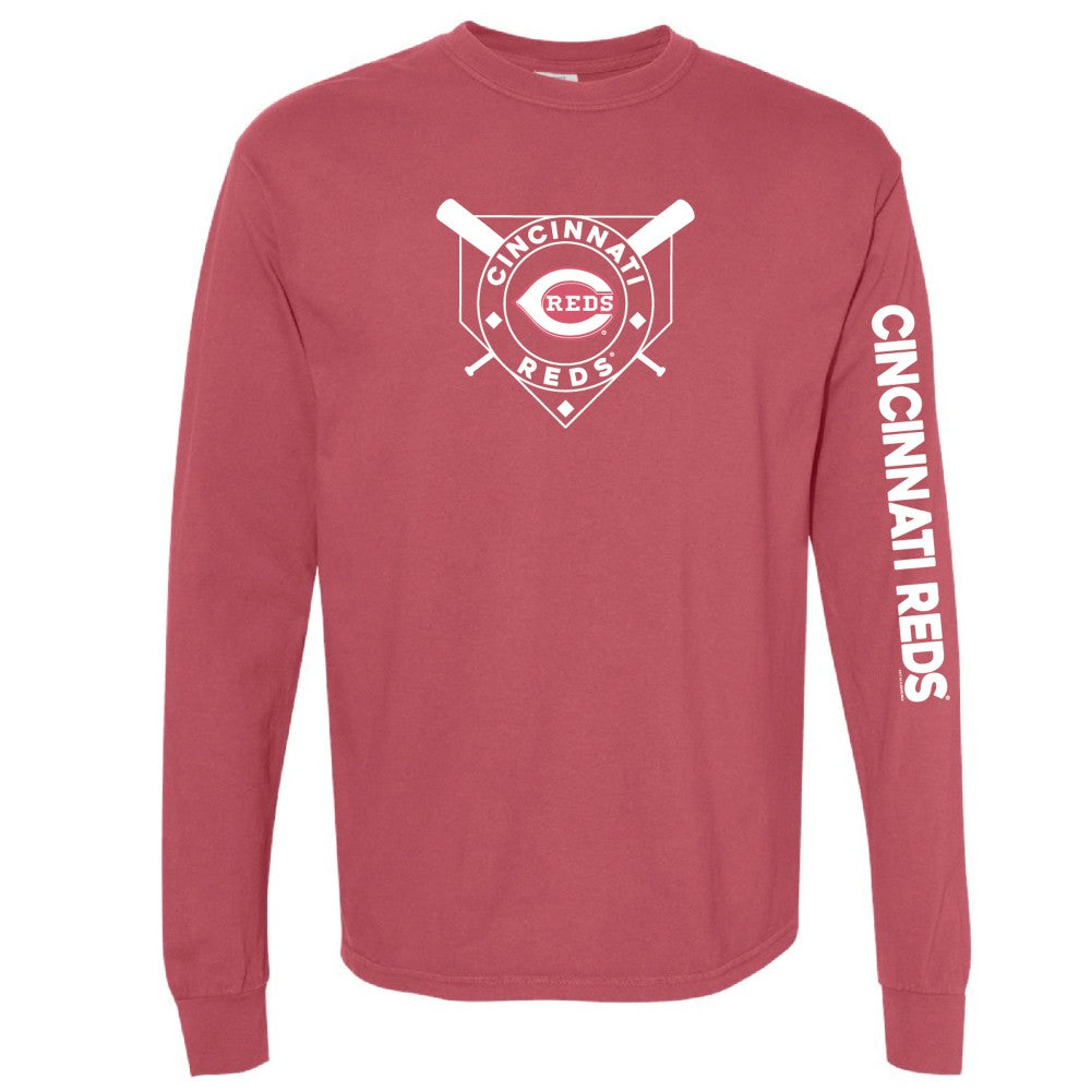 Cincinnati Reds Soft as a Grape Women's Pigment Dye Long Sleeve T-Shirt - Red