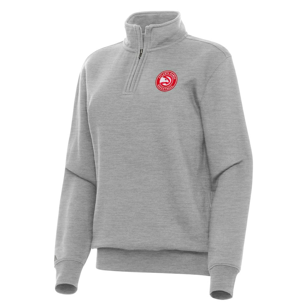 Atlanta Hawks Antigua Women's Victory Quarter-Zip Sweatshirt - Heather Gray on sale