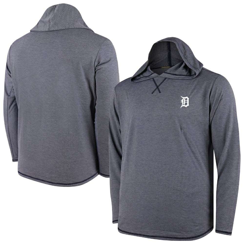Detroit Tigers Butter Stripe Tri-Blend Long Sleeve Hoodie T-Shirt - Navy
