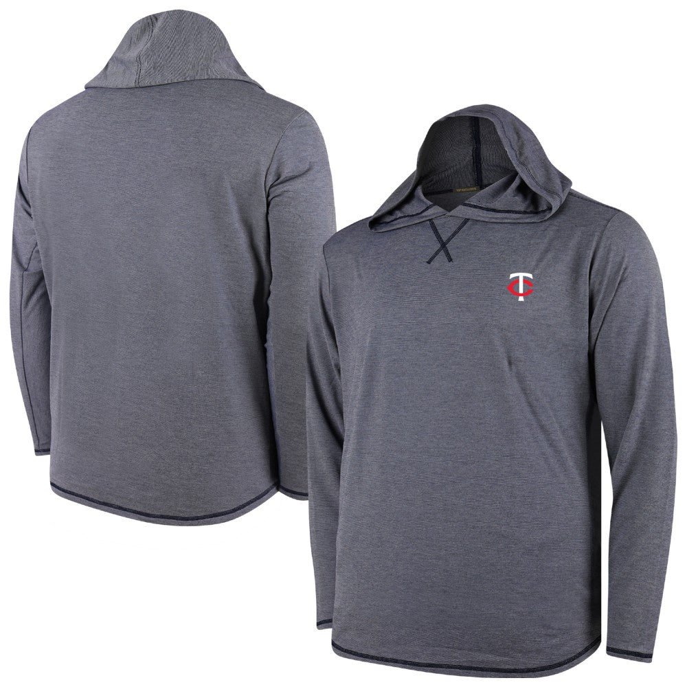 Minnesota Twins Butter Stripe Tri-Blend Long Sleeve Hoodie T-Shirt - Navy
