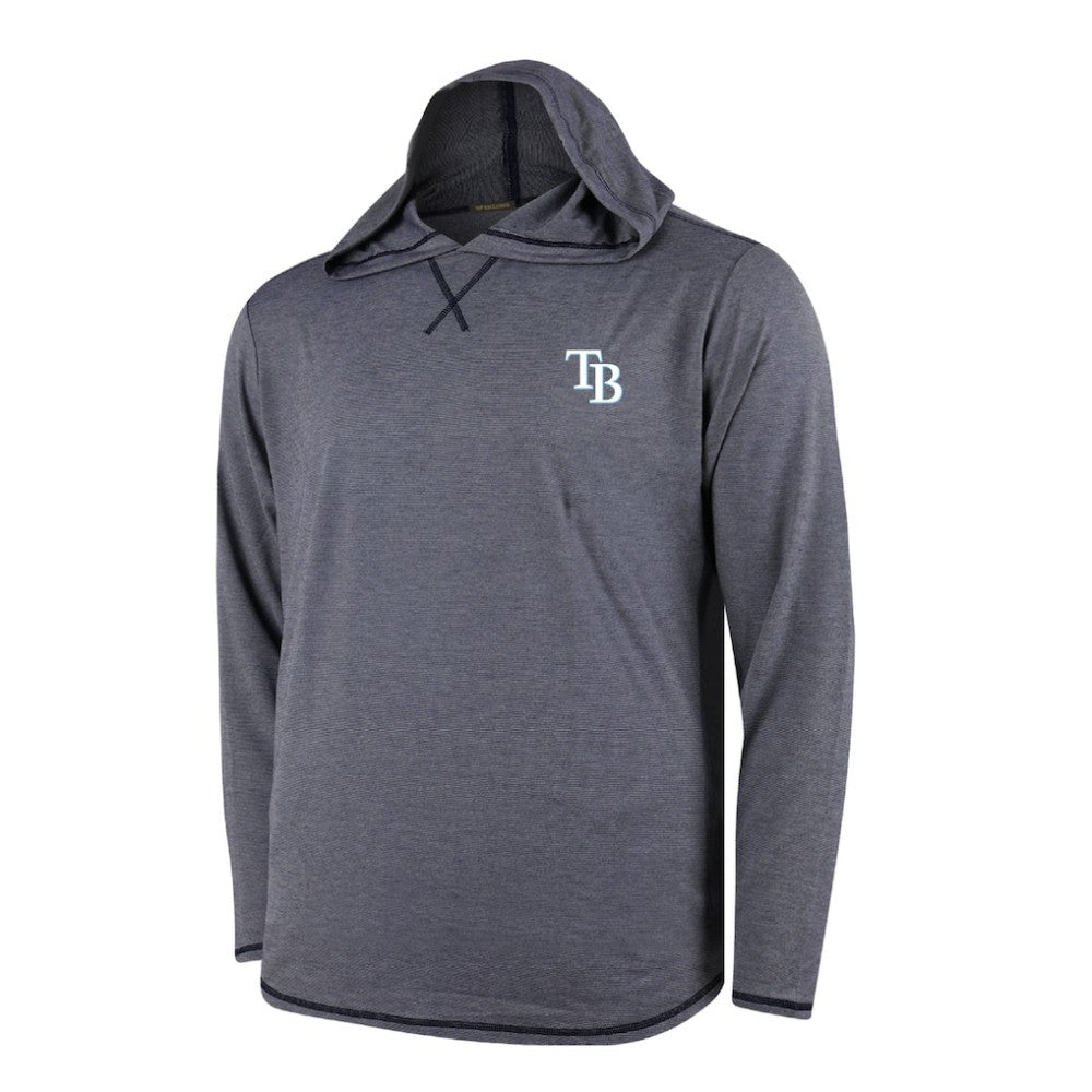 Tampa Bay Rays Butter Stripe Tri-Blend Long Sleeve Hoodie T-Shirt - Navy