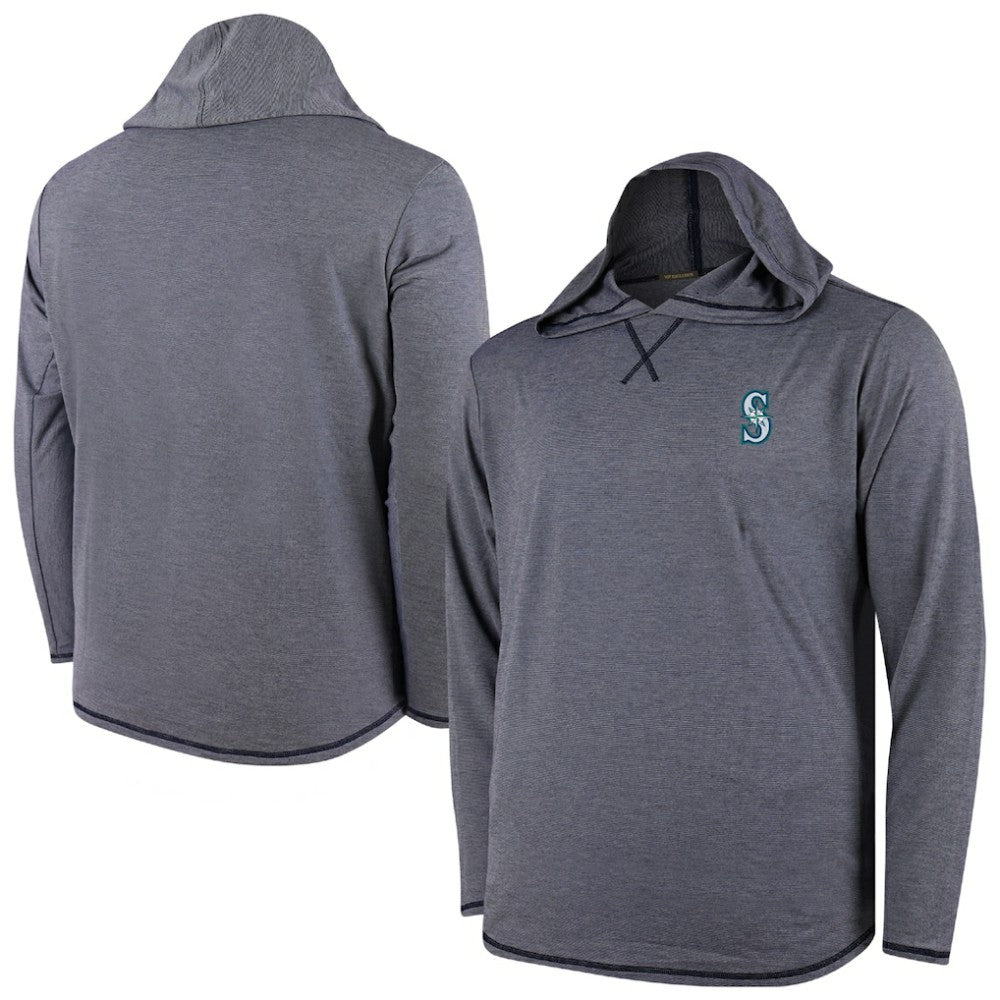 Seattle Mariners Butter Stripe Tri-Blend Long Sleeve Hoodie T-Shirt - Navy