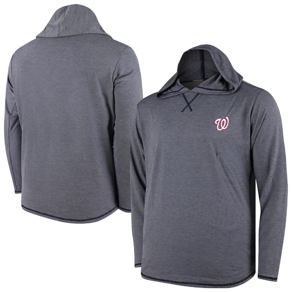 Washington Nationals Butter Stripe Tri-Blend Long Sleeve Hoodie T-Shirt - Navy
