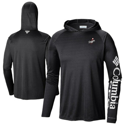 Los Angeles Dodgers Omni-Wick Terminal Tackle Raglan Long Sleeve Hoodie T-Shirt - Black | Columbia