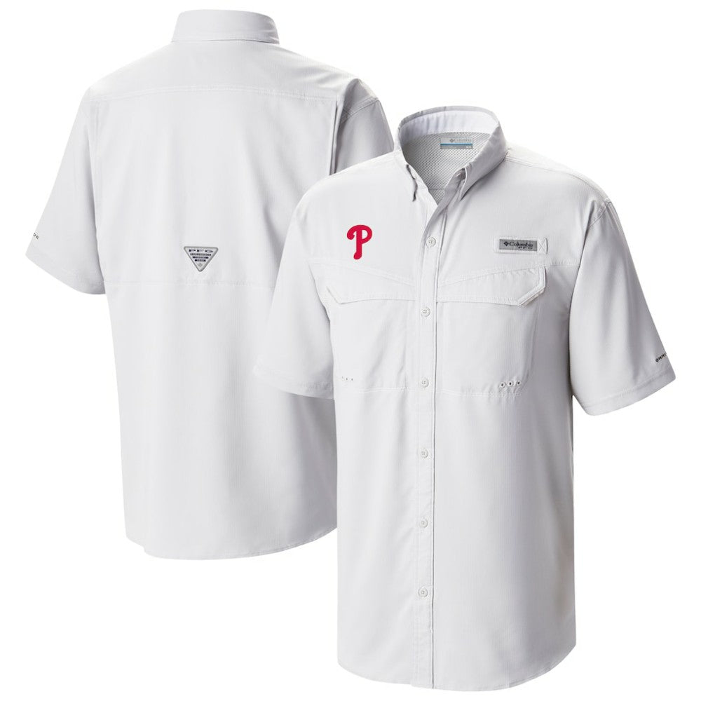 Philadelphia Phillies Omni-Wick Low Drag Offshore Button-Up Shirt - White | Columbia