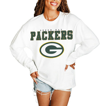 Green Bay Packers Gameday Couture Women's Big Goals Oversized Long Sleeve T-Shirt - White discount